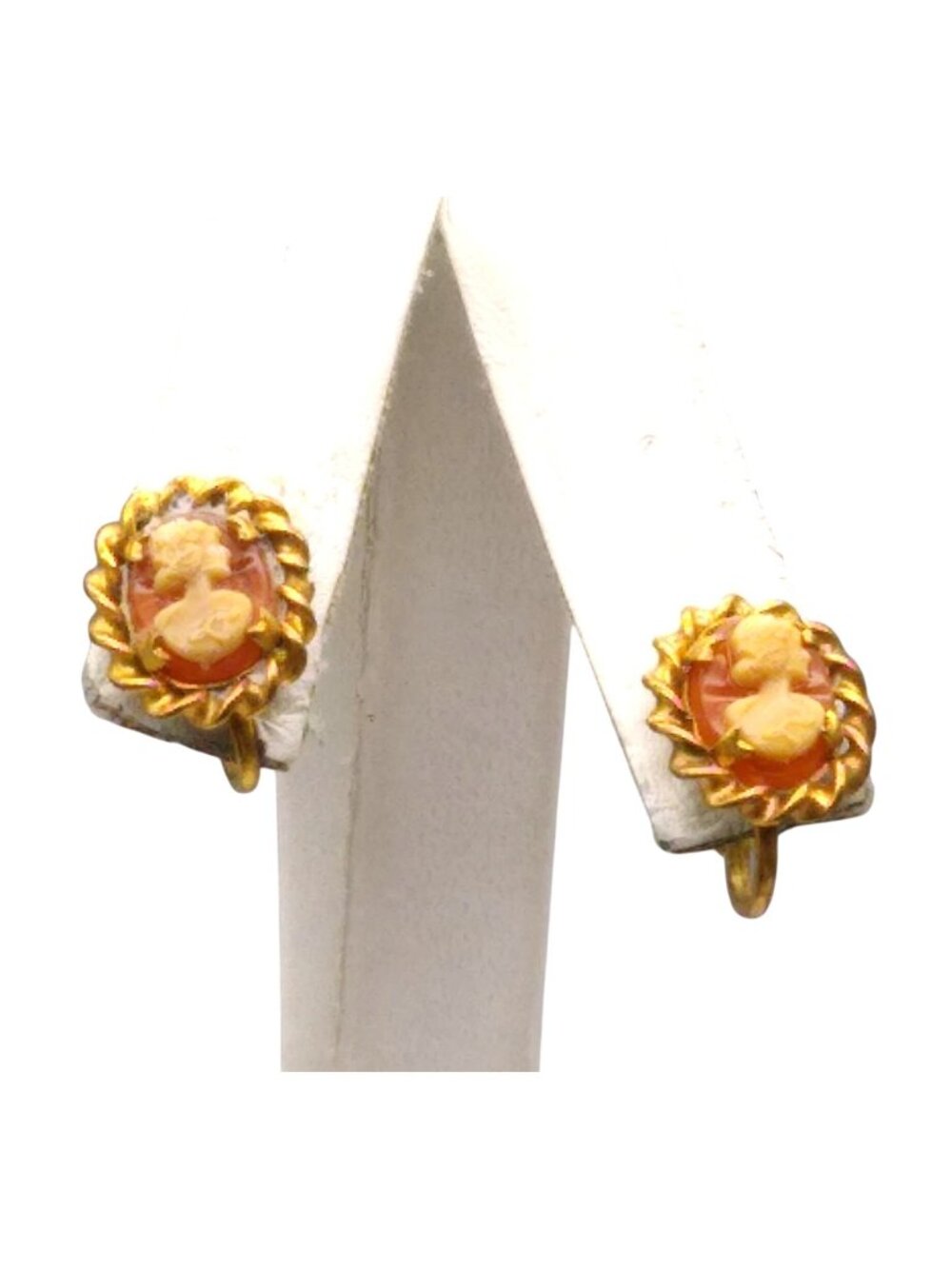 Vintage Cameo Screw Back Earrings, Romantic Love Gift, Classic Style